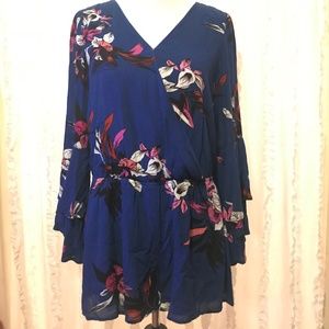 Very J Blue Floral Romper